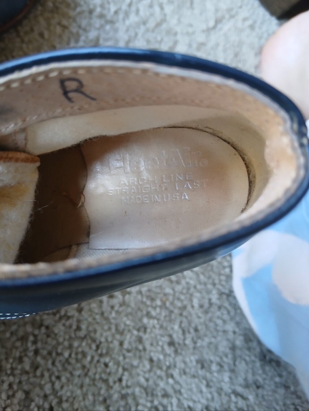 Vintage Navy Blue Leather Casual Boots with Tan Accents - Picture 4 of 7